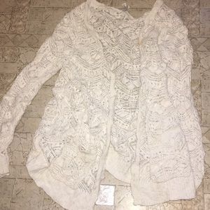 White Crochet Knit Cardigan